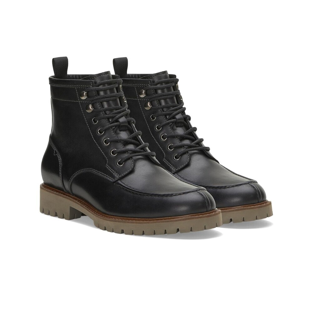 Vince Camuto Kameil Men's 8 Black Leather Waterproof Lace-Up Ankle Boots JOBB959